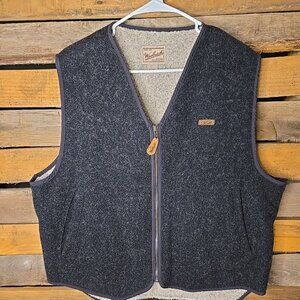 Woolrich Men Size Large Charcoal Gray 412 Wool Sherpa Fleece Lined Full Zip Vest